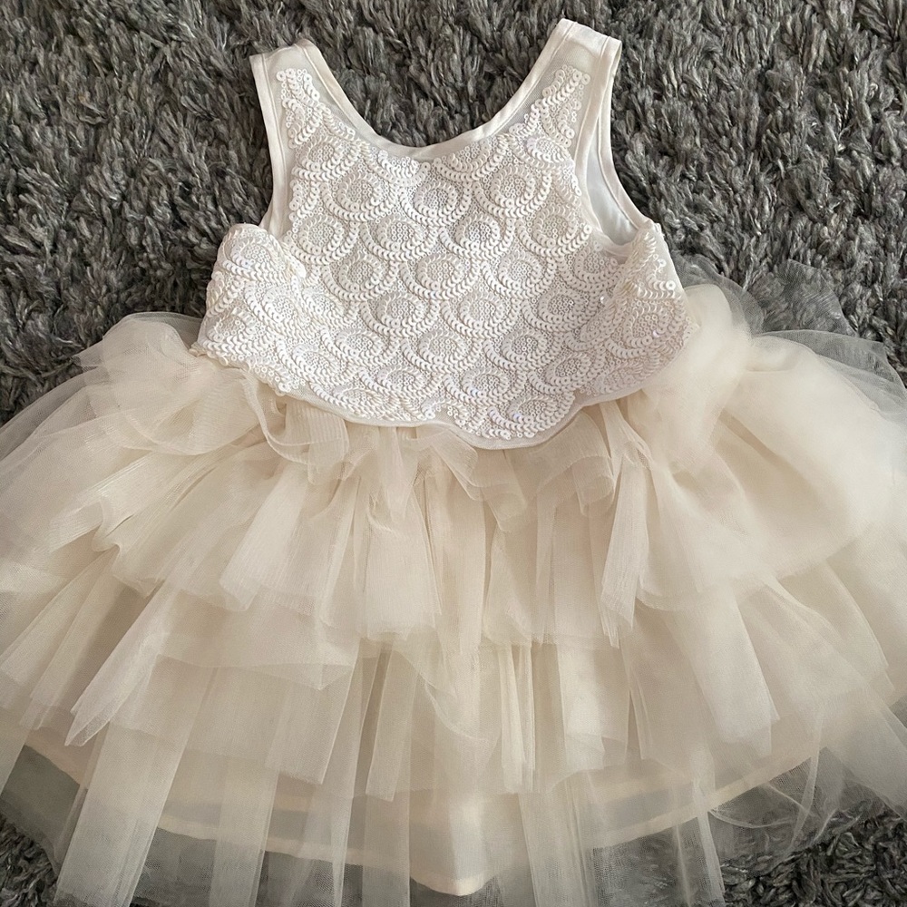 H&M White and Cream Tulle Layered Formal Dress for Girls